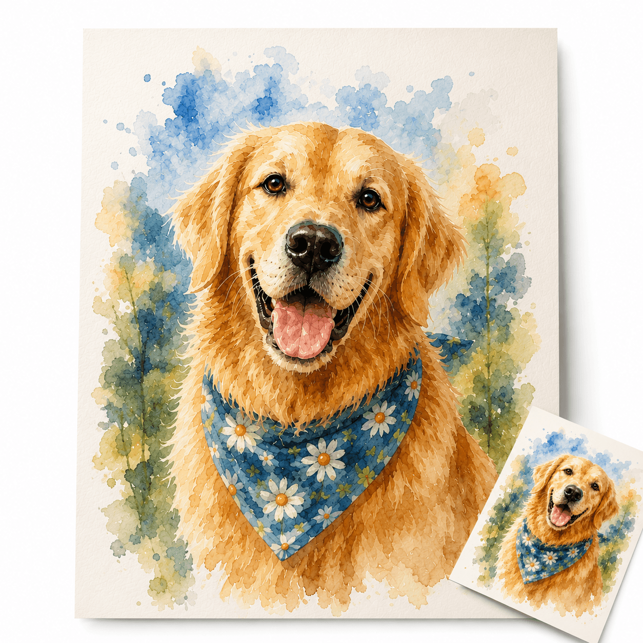Golden retriever watercolor poster preview