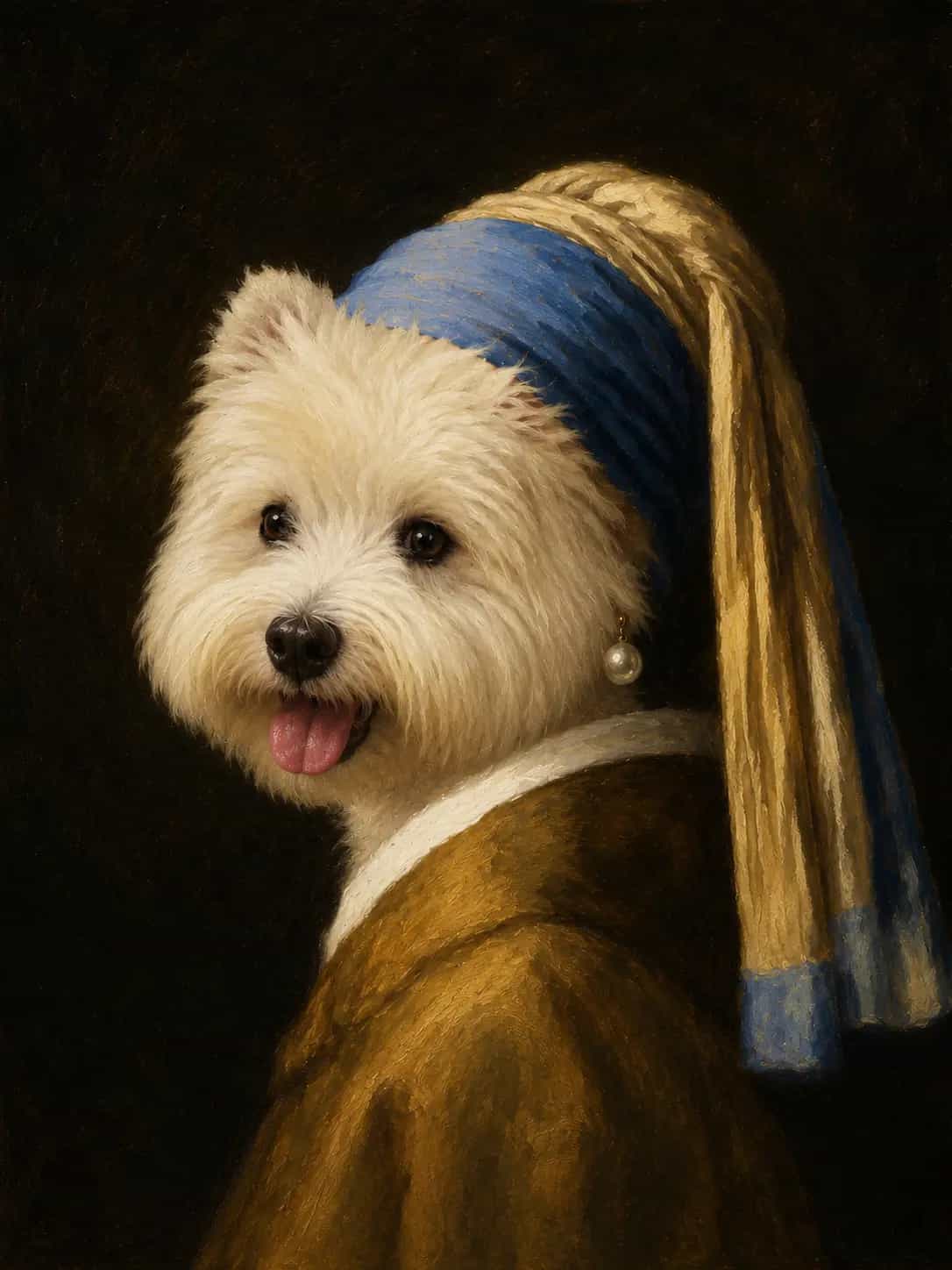 Pet with a Pearl Earring portrait template preview