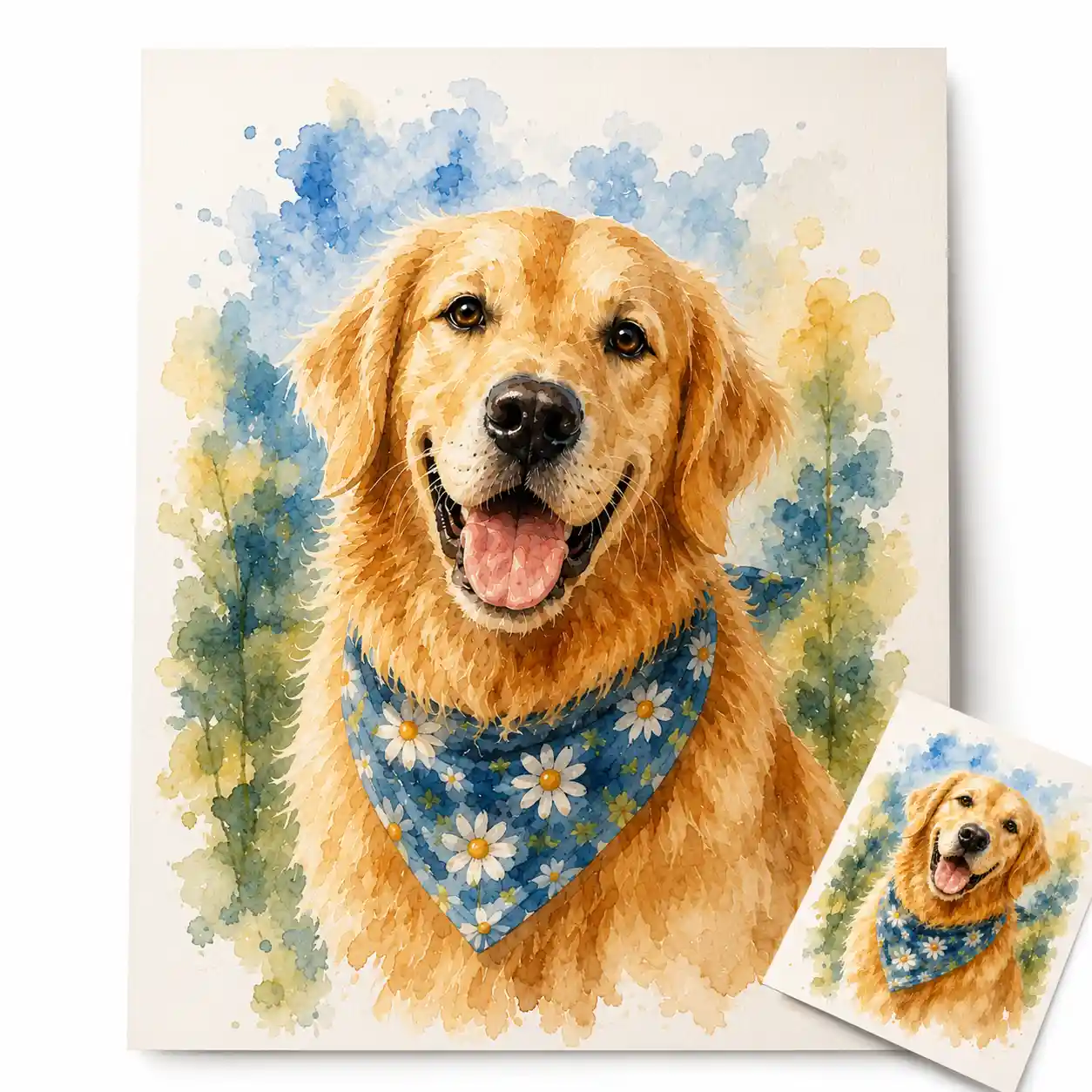 Golden retriever watercolor poster preview